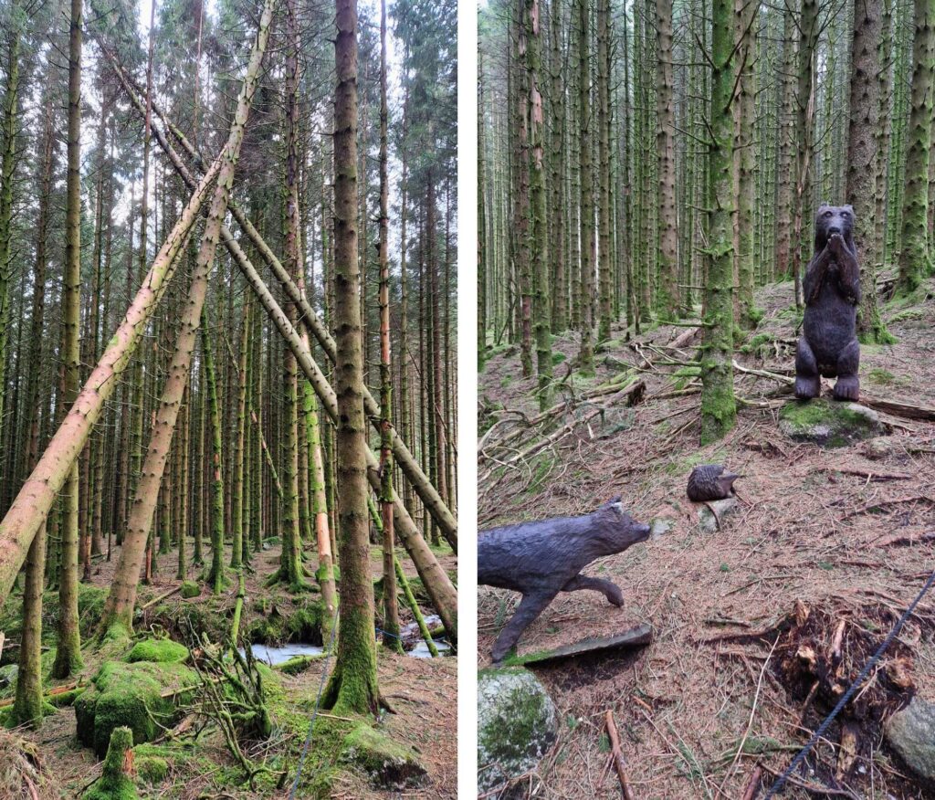 Ferie zimowe w Jørpelandzie: Plan podróży z dziećmi Eventyrskogen rzeźby