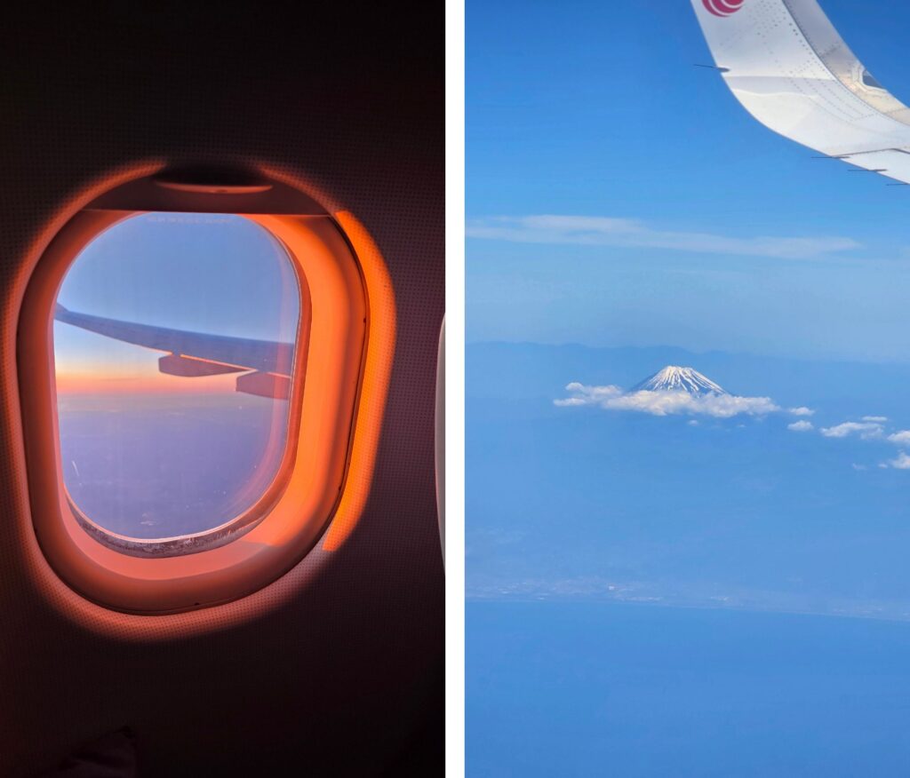Jak wyglada lot z Air China? Moja opinia po podróży do Japonii Widok na górę Fuji z samolotu Air China