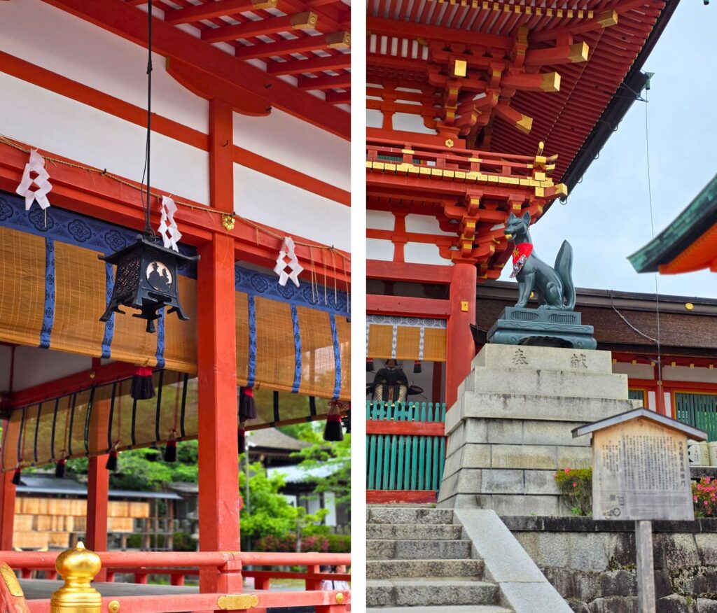 Fushimi Inari Taisha. Jak zobaczyć to miejsce bez tłumów? Fushimi Inari Taisha -latarnia i posąg kitsune